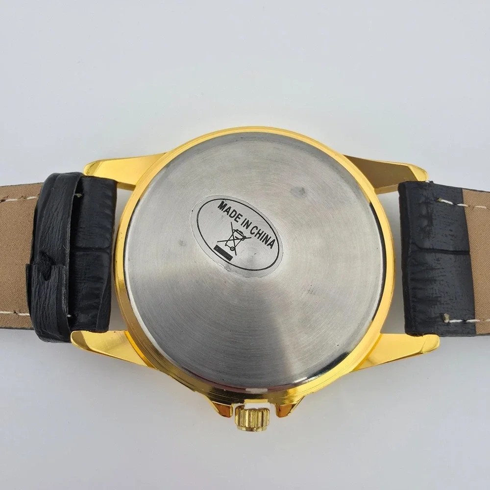 Lady Liberty Men's Watch Commemorative Double Gold Faux Leather Gold Tone 8.5